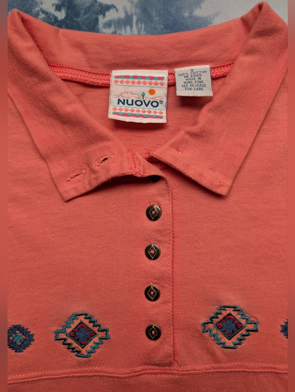 Vintage Nuovo Western Polo Long-Sleeve 100% Cotton